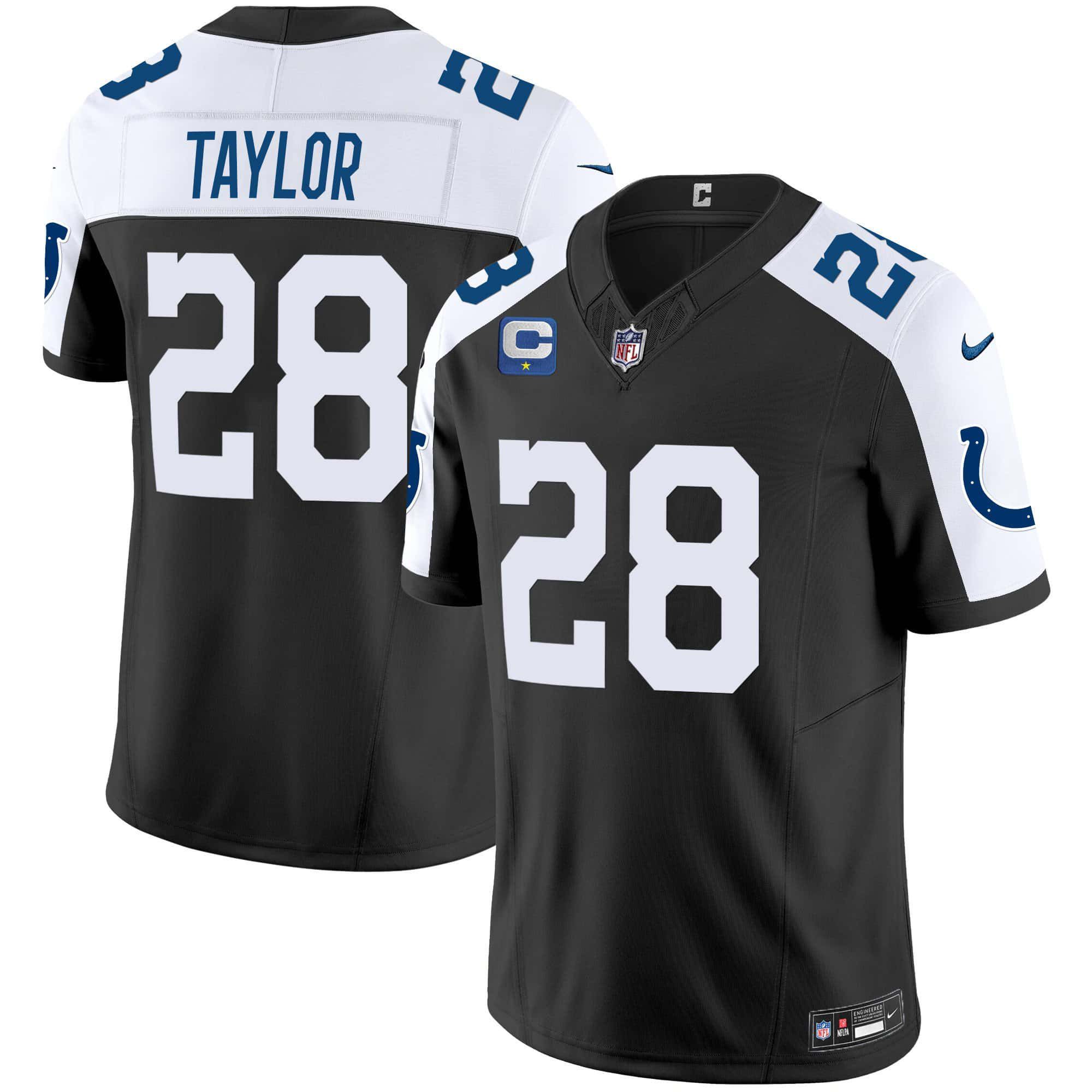 Men Indianapolis Colts 28 Taylor Black 2024 Nike Vapor Limited NFL Jersey